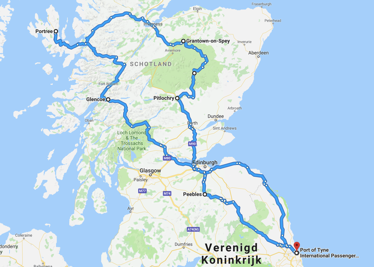 Bij benadering de route van de Grand Tour of Scotland van Schotland op Maat